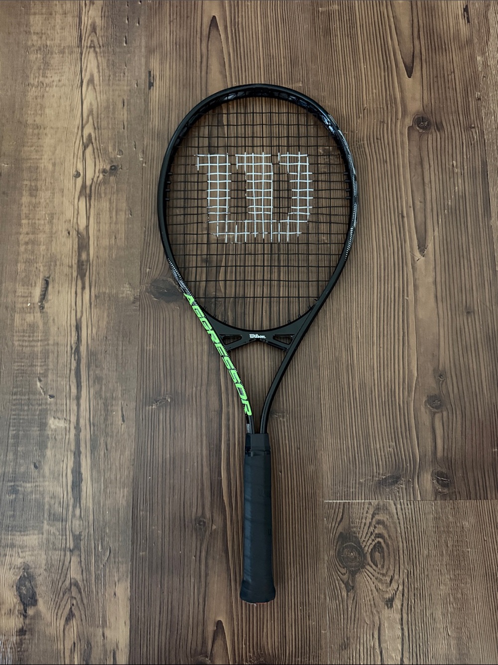 Wilson Aggressor Tennis Racket in Black with Neon Green Accents